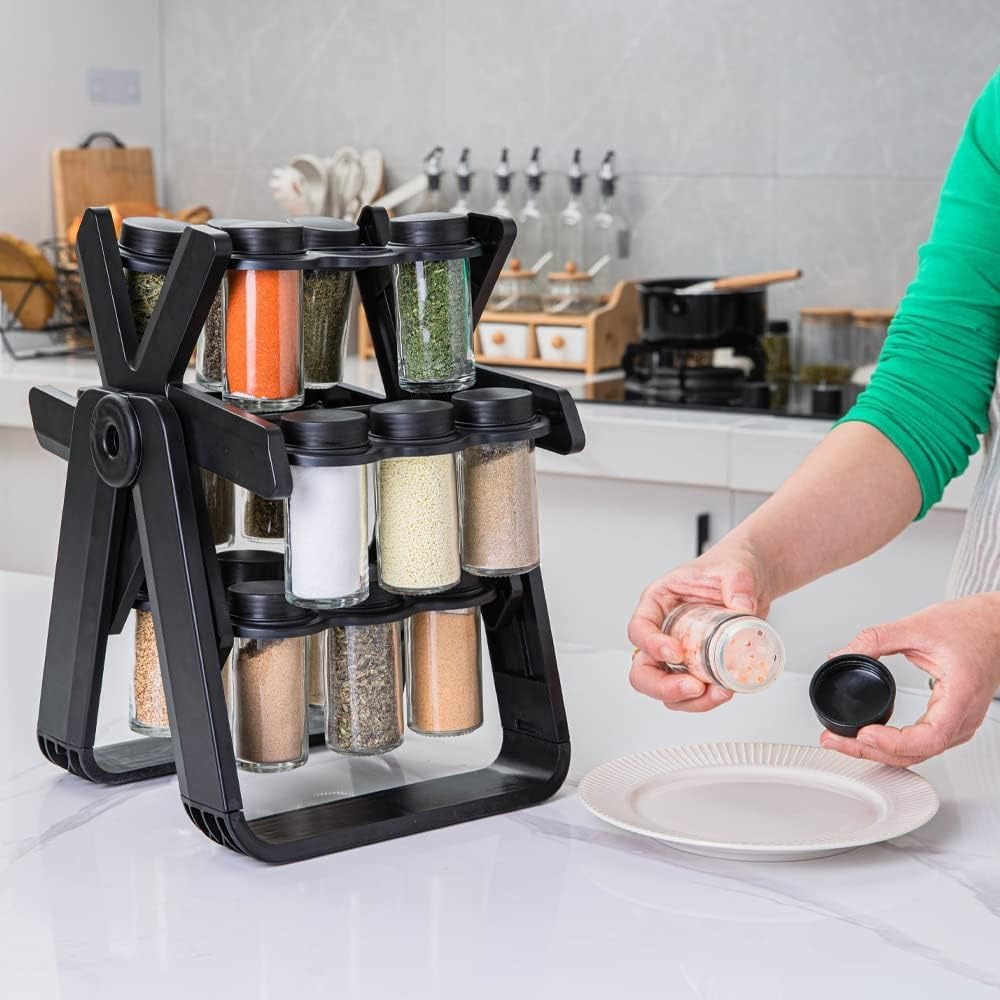 Rotating Spice Rack with 18 Jars