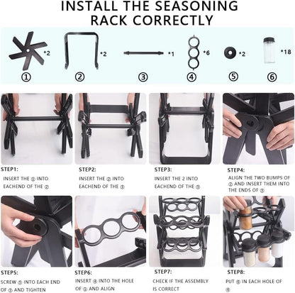 Rotating Spice Rack with 18 Jars