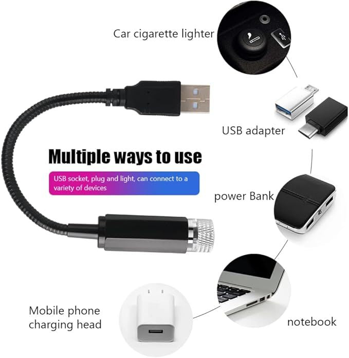 USB Car Roof Star Projector Light – 3 Modes